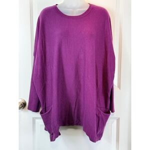 CHICSOUL com Purple Knit Sweater Tunic Top Oversized 2XL‎ XXL Pockets Womens
